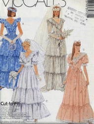 3573 BRIDES/ MAID TIER GOWN, TRAIN, CUMMERBUND PATTERN 6-10